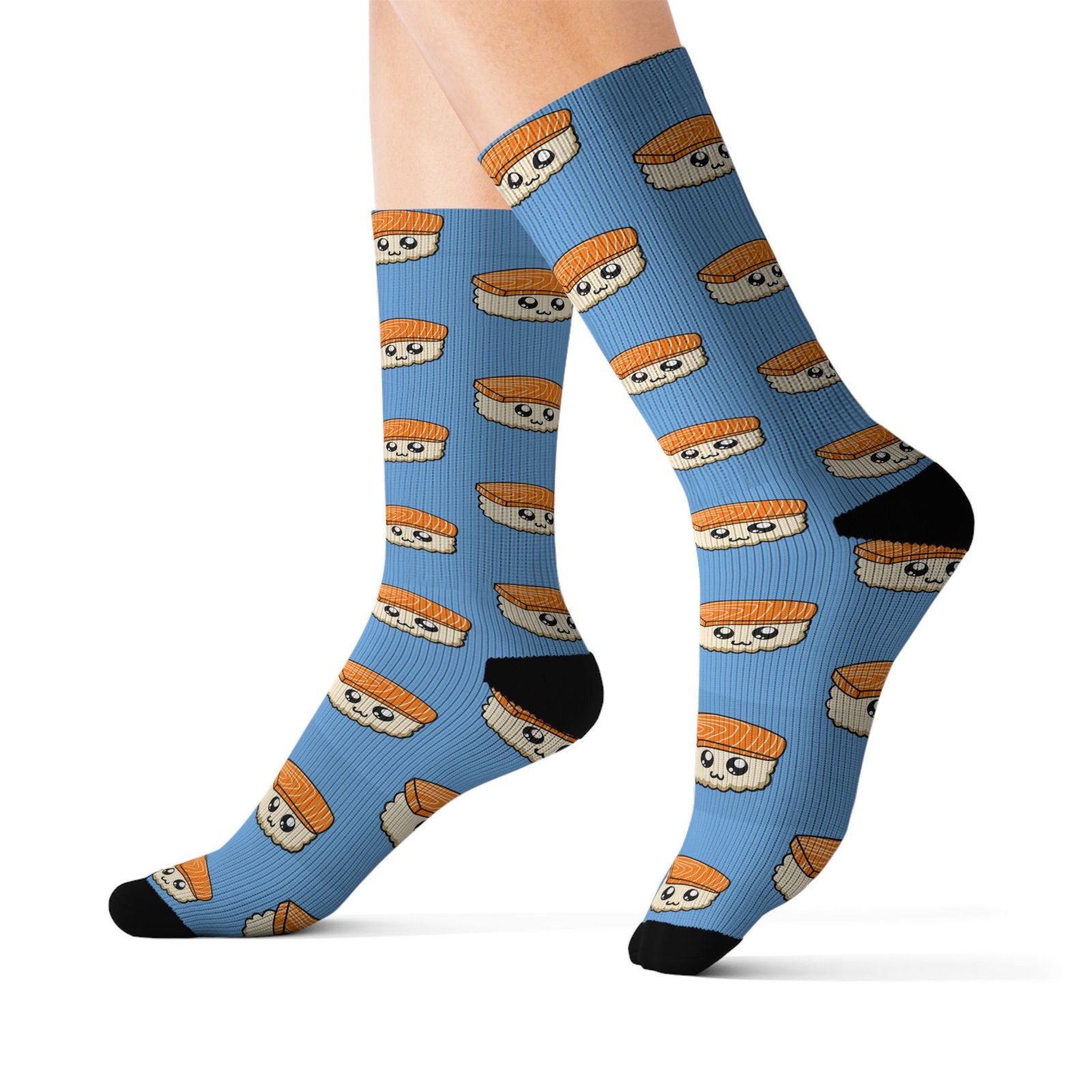 Kawaii Sushi Socks (Blue) | Cute Sushi Character Socks | Anime Kawaii Gift for Her - Image 5