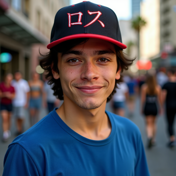 Original ロス (Rosu) Los Angeles Katakana Flat Bill Cap (Embroidery)