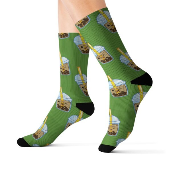 Kawaii Boba Socks (Green) | Cute Bubble Tea Character Socks | Anime Kawaii Gift for Her