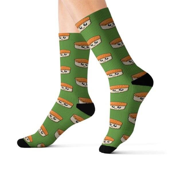 Kawaii Sushi Socks (Green) | Cute Sushi Character Socks | Anime Kawaii Gift for Her